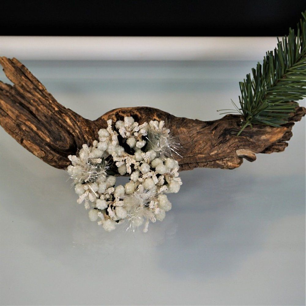 Christmas Candle Ring White Frosted Round Holiday Decor